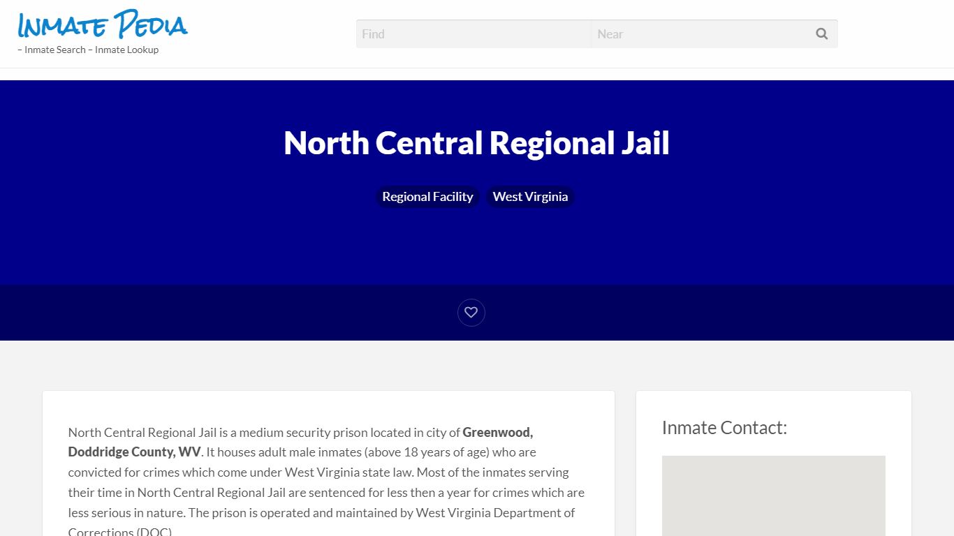 North Central Regional Jail – Inmate Pedia – Inmate Search ...